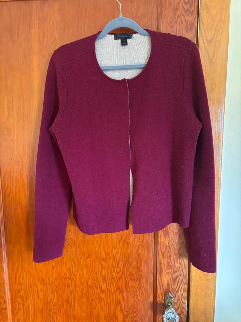 Saks Fifth Avenue Deep Wine Crewneck Cardigan